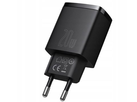 BASEUS ŁADOWARKA SIECIOWA BASEUS COM PACT QUICK CHARGER, USB, USB-C, 20W (CCXJ-B01) CZARNA BASEUS ŁADOWARKA SIECIOWA BASEUS COM PACT QUICK CHARGER, USB, USB-C, 20W (CCXJ-B01) CZARNA