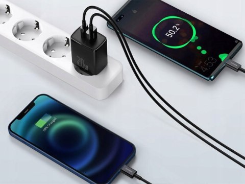 BASEUS ŁADOWARKA SIECIOWA BASEUS COM PACT QUICK CHARGER, USB, USB-C, 20W (CCXJ-B01) CZARNA BASEUS ŁADOWARKA SIECIOWA BASEUS COM PACT QUICK CHARGER, USB, USB-C, 20W (CCXJ-B01) CZARNA