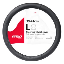 POKROWIEC SKÓRZANY NAKŁADKA NA KIEROWNICĘ SAMOCHODOWĄ L 39-41CM SWC-48-L AMIO-03547