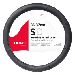 POKROWIEC SKÓRZANY NAKŁADKA NA KIEROWNICĘ SAMOCHODOWĄ S 35-37CM SWC-48-S AMIO-03545