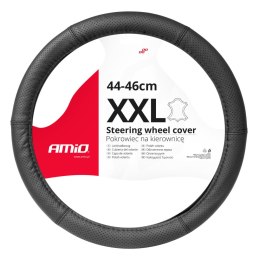 POKROWIEC SKÓRZANY  PERFOROWANY NAKŁADKA NA KIEROWNICĘ SAMOCHODOWĄ xxL 44-46CM SWC-50-xxL AMIO-03559