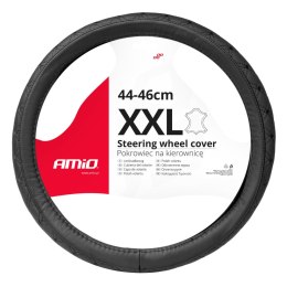 POKROWIEC SKÓRZANY  PIKOWANY NAKŁADKA NA KIEROWNICĘ SAMOCHODOWĄ xxL 44-46CM SWC-51-xxL AMIO-03564