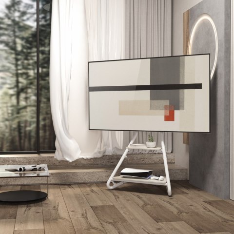 UCHWYT WOLNOSTOJĄCY POD TV / NAROŻNY MACLEAN, W STYLU BAUHAUS, DWU POZIOMOWE DREWNIANE PÓŁKI, 40KG MAx, 37-75'', MC-455 UCHWYT WOLNOSTOJĄCY POD TV / NAROŻNY MACLEAN, W STYLU BAUHAUS, DWU POZIOMOWE DREWNIANE PÓŁKI, 40KG MAx, 37-75'', MC-455
