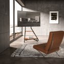 UCHWYT WOLNOSTOJĄCY  POD TV / NAROŻNY MACLEAN, W STYLU BAUHAUS, DWU POZIOMOWE DREWNIANE  PÓŁKI, 40KG MAx, 37-75'', MC-455