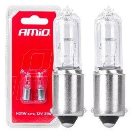 ŻARÓWKI HALOGENOWE H21W 12V 21W BAY9S WHITE 2SZT. BLISTER AMIO-03357