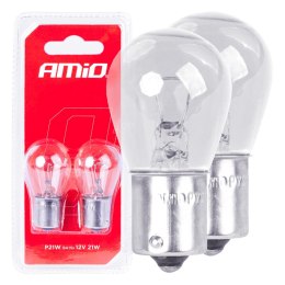 ŻARÓWKI HALOGENOWE  P21W BA15S 12V 2SZT. BLISTER AMIO-03351
