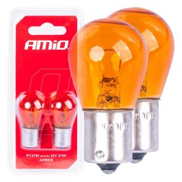 ŻARÓWKI HALOGENOWE  PY21W BAU15S 12V  POMARAŃCZOWE 2SZT. BLISTER AMIO-03352