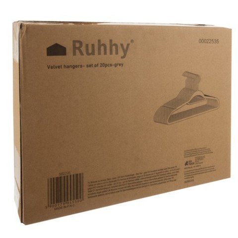 WIESZAK NA UBRANIA 20SZT.- SZARY RUHHY 22535 WIESZAK NA UBRANIA 20SZT.- SZARY RUHHY 22535