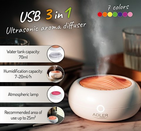 AD 7969 ULTRADŹWIĘKOWY DYFUZOR ZA PACHOWY USB 3W1 AD 7969 ULTRADŹWIĘKOWY DYFUZOR ZA PACHOWY USB 3W1