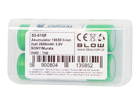 85-616# AKUMULATOR 18650 LI-ION 2SZT 2600MAH 3,6V SONY/MURATA 85-616# AKUMULATOR 18650 LI-ION 2SZT 2600MAH 3,6V SONY/MURATA