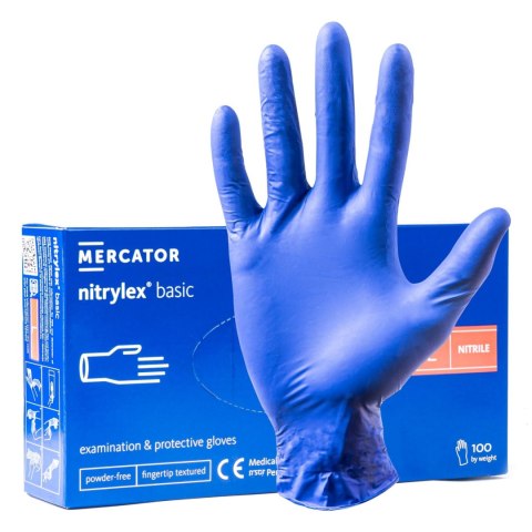 RĘKAWICE NITRYLOWE NIEBIESKIE MERCATOR NITRYLEx BASIC ROZMIAR L 100 SZT. RĘKAWICE NITRYLOWE NIEBIESKIE MERCATOR NITRYLEx BASIC ROZMIAR L 100 SZT.