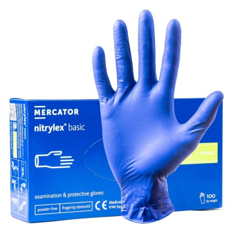 RĘKAWICE NITRYLOWE NIEBIESKIE MERCATOR NITRYLEx BASIC ROZMIAR S 100 SZT. RĘKAWICE NITRYLOWE NIEBIESKIE MERCATOR NITRYLEx BASIC ROZMIAR S 100 SZT.