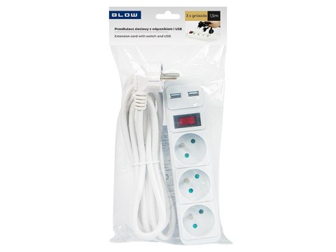 98-080# PRZEDŁUŻACZ SIECIOWY PR-370WS P/USB 3-GNIAZDA+USB Z UZIEMIENIEM+WYŁĄCZNIK 1,5M BIAŁY 3x1,5MM 98-080# PRZEDŁUŻACZ SIECIOWY PR-370WS P/USB 3-GNIAZDA+USB Z UZIEMIENIEM+WYŁĄCZNIK 1,5M BIAŁY 3x1,5MM