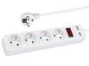 98-084# PRZEDŁUŻACZ SIECIOWY  PR-470WS P/USB 4-GNIAZDA+USB Z UZIEMIENIEM+WYŁĄCZNIK 3M BIAŁY 3x1,5MM