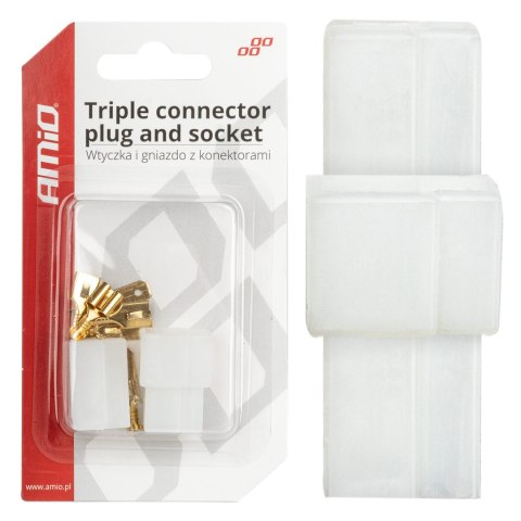 WTYCZKA GNIAZDO KOSTKA ZŁĄCZE ELEKTRYCZNE 3 PIN + KONEKTORY AMIO-03513 WTYCZKA GNIAZDO KOSTKA ZŁĄCZE ELEKTRYCZNE 3 PIN + KONEKTORY AMIO-03513