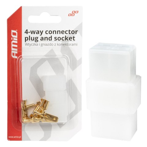 WTYCZKA GNIAZDO KOSTKA ZŁĄCZE ELEKTRYCZNE 4 PIN + KONEKTORY AMIO-03514 WTYCZKA GNIAZDO KOSTKA ZŁĄCZE ELEKTRYCZNE 4 PIN + KONEKTORY AMIO-03514
