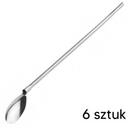 DA142 SŁOMKI METALOWE ŁYŻECZKI DO KAWY I DRINKÓW 6SZT
