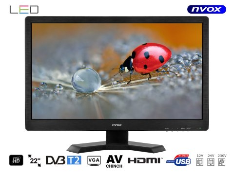 TELEWIZOR NVOx DIGITAL HDTV LED 22CALI Z TUNEREM DVBT/T2 HEVC/H.265 12/24/230V TELEWIZOR NVOx DIGITAL HDTV LED 22CALI Z TUNEREM DVBT/T2 HEVC/H.265 12/24/230V