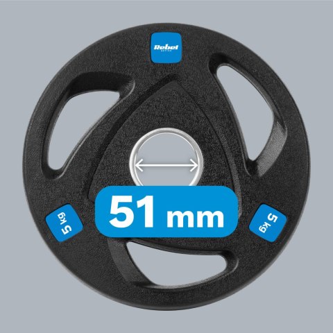 ZESTAW OBCIĄŻEŃ ŻELIWNYCH GUMOWANYCH 4x5KG, OTWÓR OLIM PIJSKI 51MM, REBEL ACTIVE ZESTAW OBCIĄŻEŃ ŻELIWNYCH GUMOWANYCH 4x5KG, OTWÓR OLIM PIJSKI 51MM, REBEL ACTIVE