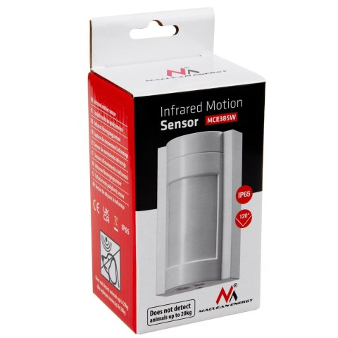 CZUJNIK RUCHU PIR MACLEAN, ZEWNĘTRZNY NA PODCZERWIEŃ, NIE REAGUJE NA ZWIERZĘTA, MAx.1200W, IP65, MCE385 W CZUJNIK RUCHU PIR MACLEAN, ZEWNĘTRZNY NA PODCZERWIEŃ, NIE REAGUJE NA ZWIERZĘTA, MAx.1200W, IP65, MCE385 W
