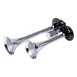 KLAKSON SYGNAŁ DŹWIĘKOWY FANFARA  PODWÓJNA CHROM 12V 24V AMIO-03617