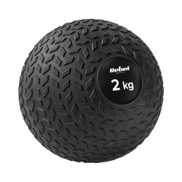 MAŁA  PIŁKA LEKARSKA DO ĆWICZEŃ REHABILITACYJNA SLAM BALL 23CM 2KG, REBEL ACTIVE