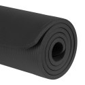 MATA GIMNASTYCZNA DO ĆWICZEŃ JOGA,  PILATES, FITNESS, 183x61CM, GRUBOŚĆ 1.5CM, MATERIAŁ NBR, CZARNA, REBEL ACTIVE
