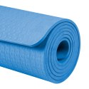 MATA GIMNASTYCZNA DO ĆWICZEŃ JOGA,  PILATES, FITNESS, 183x61CM, GRUBOŚĆ 6MM, MATERIAŁ TPE, NIEBIESKA, REBEL ACTIVE