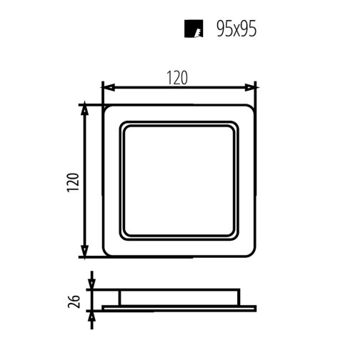 PANEL LED SUFITOWY MACLEAN, PODTYNKOWY SLIM, 9W, NEUTRAL WHITE 4000K, 120*120*26MM, 900LM, MCE373 S PANEL LED SUFITOWY MACLEAN, PODTYNKOWY SLIM, 9W, NEUTRAL WHITE 4000K, 120*120*26MM, 900LM, MCE373 S