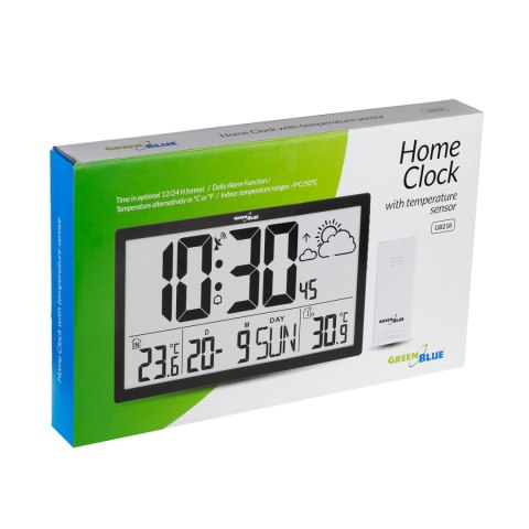 ZEGAR ŚCIENNY LCD BARDZO DUŻY GREENBLUE, TEM PERATURA, DATA, GB218 ZEGAR ŚCIENNY LCD BARDZO DUŻY GREENBLUE, TEM PERATURA, DATA, GB218