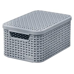 KOSZYK Z  POKRYWĄ CURVER RATTAN STYLE S JASNY SZARY