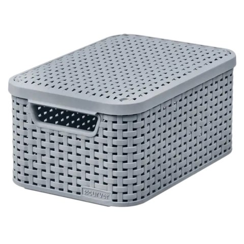 KOSZYK Z POKRYWĄ CURVER RATTAN STYLE S JASNY SZARY KOSZYK Z POKRYWĄ CURVER RATTAN STYLE S JASNY SZARY