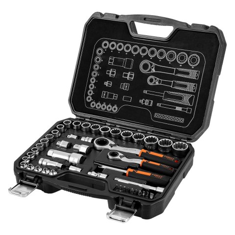 ZESTAW NASADEK PRZELOTOWYCH 1/4" + 3/8", 46 SZT. ZESTAW NASADEK PRZELOTOWYCH 1/4" + 3/8", 46 SZT.