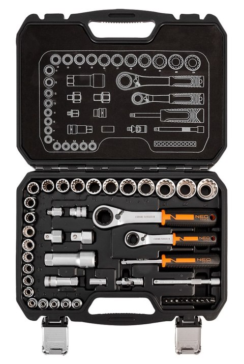 ZESTAW NASADEK PRZELOTOWYCH 1/4" + 3/8", 46 SZT. ZESTAW NASADEK PRZELOTOWYCH 1/4" + 3/8", 46 SZT.