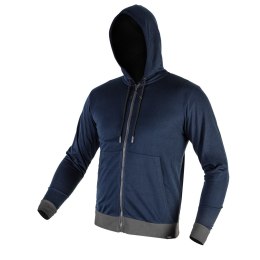BLUZA ROZ PINANA Z KA PTUREM COMFORT, GRANATOWA, ROZMIAR L