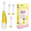 SZCZOTECZKA SONICZNA DLA DZIECI SEAGO, KOLOR ŻÓŁTY, 1xAAA 1,5V (BRAK W ZESTAWIE), 4 KOŃCÓWKI, SG-902 YELLOW
