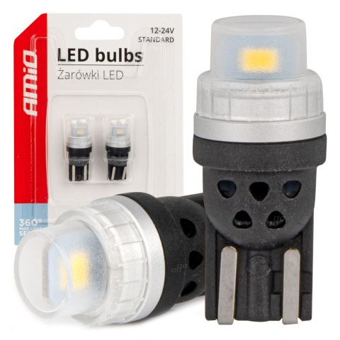 ŻARÓWKI LED 360 PURE LIGHT SERIES STANDARD T10 W5W 2x3020 SMD WHITE 12V 24V AMIO-03726 ŻARÓWKI LED 360 PURE LIGHT SERIES STANDARD T10 W5W 2x3020 SMD WHITE 12V 24V AMIO-03726