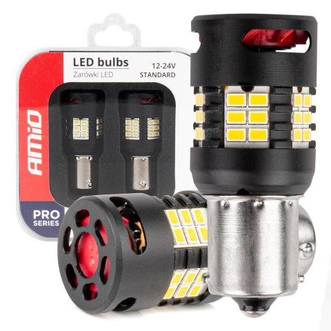 ŻARÓWKI LED CANBUS  PRO SERIES 1156 BA15S  P21W R10W R5W 24x3020 SMD FAN WHITE 12V 24V AMIO-03721