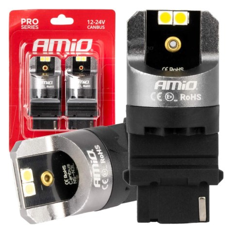 ŻARÓWKI LED CANBUS SERIA PRO P27W 4x3030 SMD WHITE 12V 24V AMIO-03587 ŻARÓWKI LED CANBUS SERIA PRO P27W 4x3030 SMD WHITE 12V 24V AMIO-03587