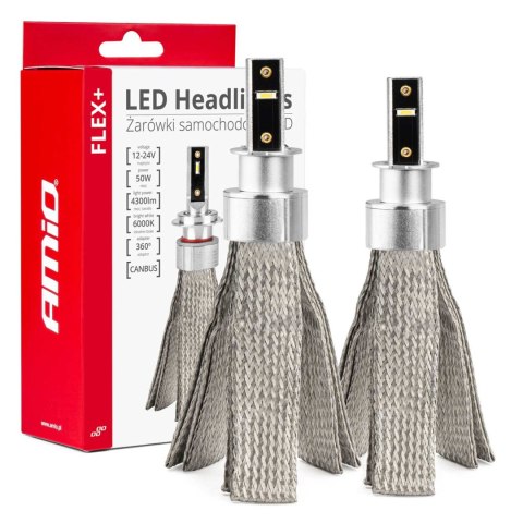 ŻARÓWKI SAMOCHODOWE LED SERIA FLEx+ H3 6000K 12V 24V CANBUS AMIO-03656 ŻARÓWKI SAMOCHODOWE LED SERIA FLEx+ H3 6000K 12V 24V CANBUS AMIO-03656