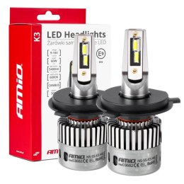 ŻARÓWKI SAMOCHODOWE LED SERIA K3 H4/H19 12V 6000K CANBUS AMIO-03682