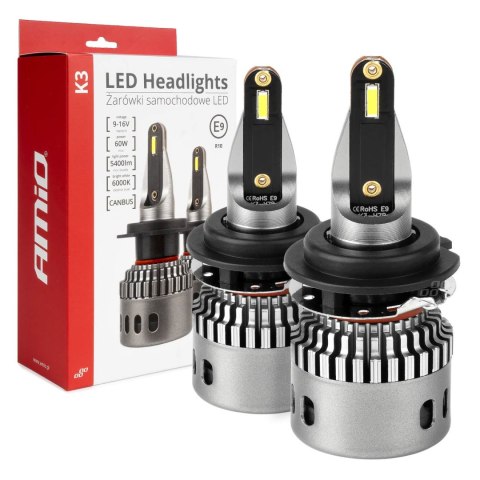ŻARÓWKI SAMOCHODOWE LED SERIA K3 H7-6 12V 6000K CANBUS AMIO-03685 ŻARÓWKI SAMOCHODOWE LED SERIA K3 H7-6 12V 6000K CANBUS AMIO-03685