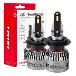 ŻARÓWKI SAMOCHODOWE LED SERIA K3 H7/H18 12V 6000K CANBUS AMIO-03683