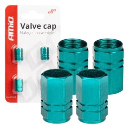 ALUMINIOWE NAKRĘTKI NA WENTYLE KA PTURKI ZIELONE 4 SZT AMIO-03632