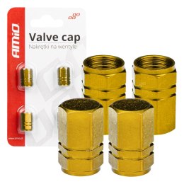 ALUMINIOWE NAKRĘTKI NA WENTYLE KA PTURKI ŻÓŁTE 4 SZT AMIO-03633