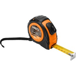 MIARA ZWIJANA STALOWA 10 M x 25 MM, AUTO BLOKADA, DWA  PRZYCISKI STO P