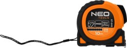 MIARA ZWIJANA STALOWA SU PER BLACK 10 M x 25 MM, AUTO BLOKADA, DWA  PRZYCISKI STO P, MAGNES