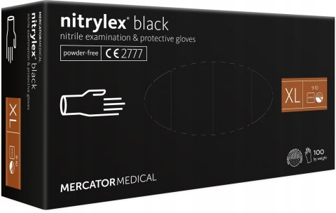 RĘKAWICE NITRYLOWE CZARNE MERCATOR NITRYLEx BASIC ROZMIAR xL 100 SZT.