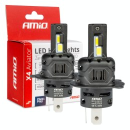 ŻARÓWKI SAMOCHODOWE LED SERIA x4 AVIATOR H4/H19 6500K CANBUS AMIO-03763