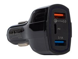 75-780# ŁADOWARKA SAMOCHODOWA GN.USBx2+USB-C G31A